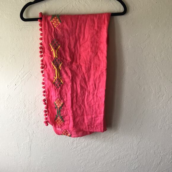 NWT Preppy Pink Infinity Scarf, Pom Pom Trim - Picture 4 of 4